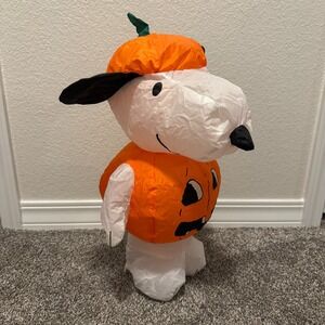 Gemmy Peanuts Halloween Snoopy in Pumpkin Costume 21'' Tall Air Blown Inflatable
